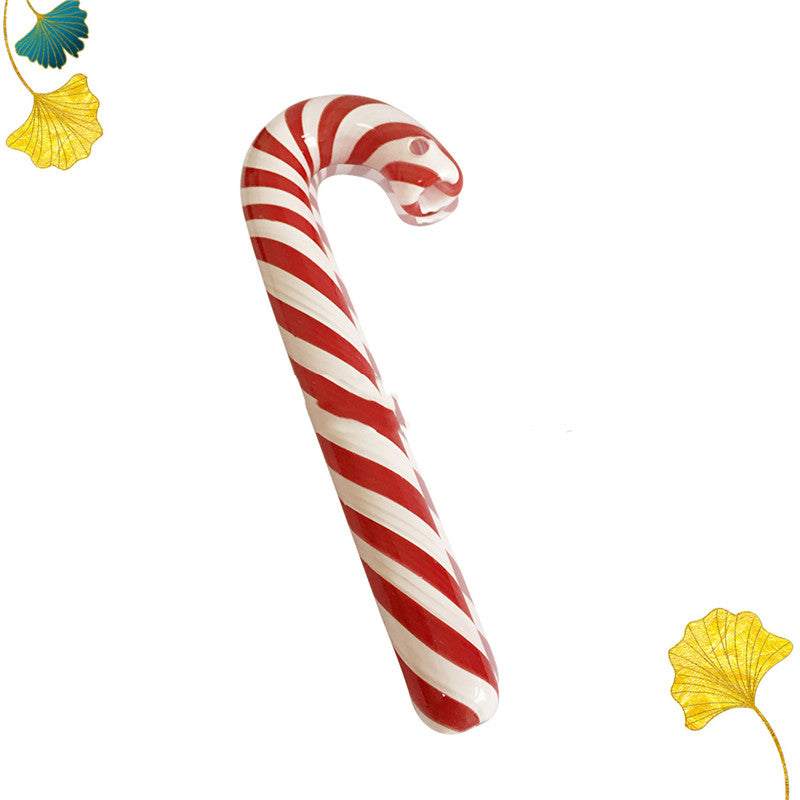 Red Striped Glass Pipe Cane Glass Hookah Glass Smoking Set