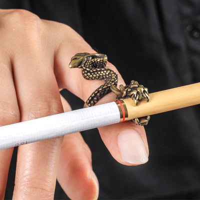 Pure Copper Ring Cigarette Holder Carving Xianglong Cigarette Holder Ring