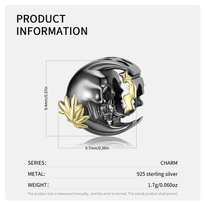 Smoking Skull Beads Dark Gothic 925 Silver DIY Beaded Bracelet Accessories